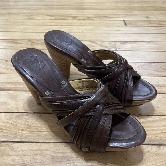 Frye Heel Platform Sandals Women 7M Brown Leather Strap Reese Multi Slide Boho 7 - Picture 3 of 16